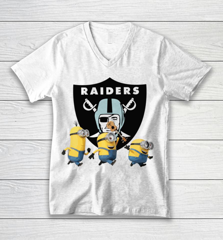 Minions Team Las Vegas Raiders Football Nfl Logo Unisex V-Neck T-Shirt