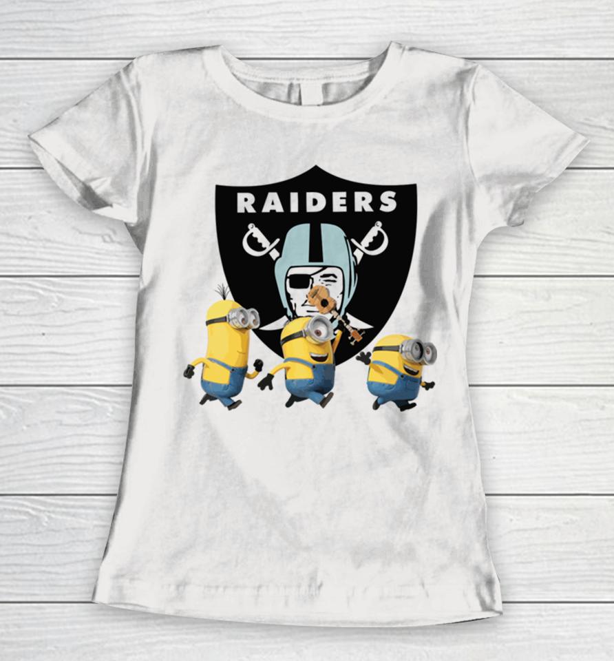 Minions Team Las Vegas Raiders Football Nfl Logo Women T-Shirt
