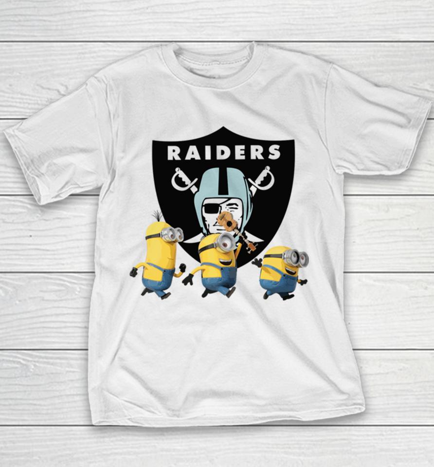 Minions Team Las Vegas Raiders Football Nfl Logo Youth T-Shirt