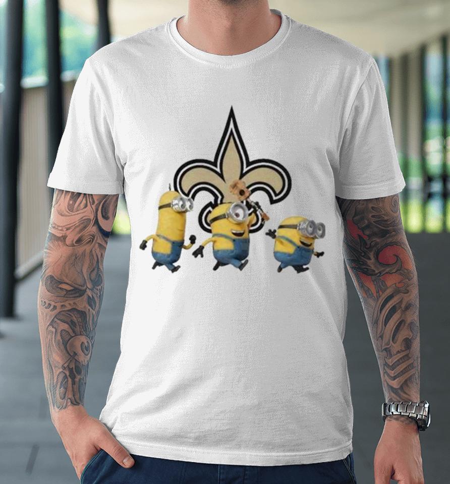 Minions Team New Orleans Saints Football Nfl Logo Premium T-Shirt
