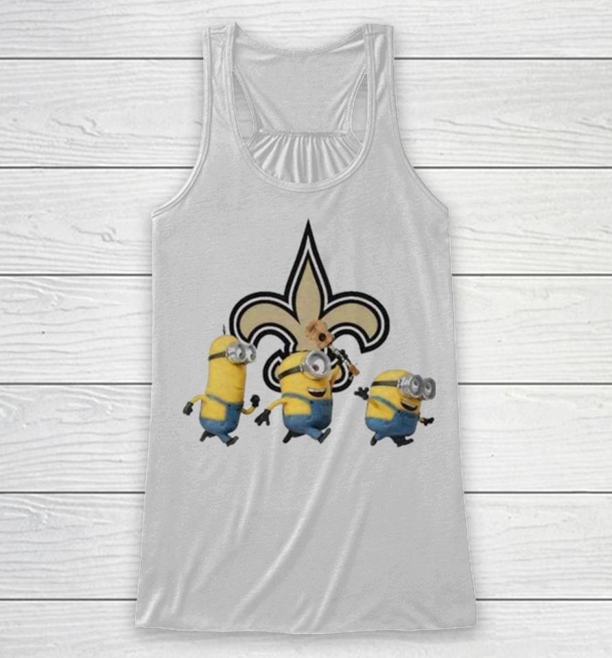 Minions Team New Orleans Saints Football Nfl Logo Racerback Tank