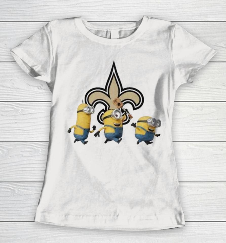 Minions Team New Orleans Saints Football Nfl Logo Women T-Shirt