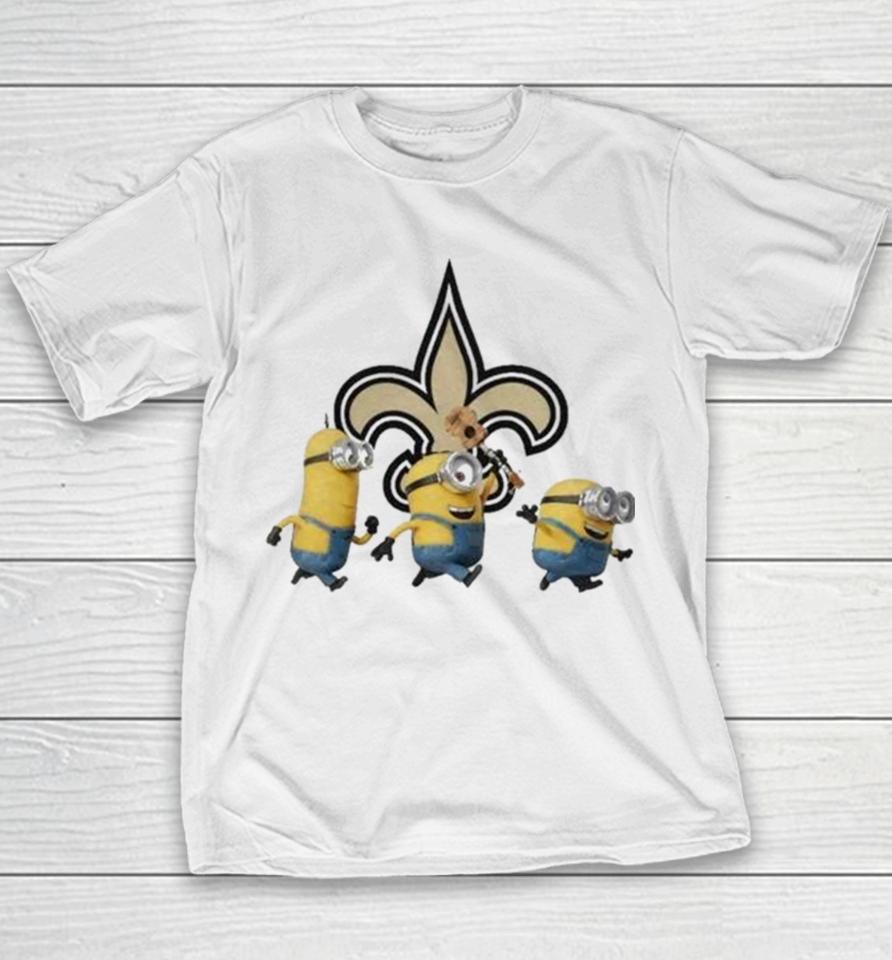 Minions Team New Orleans Saints Football Nfl Logo Youth T-Shirt