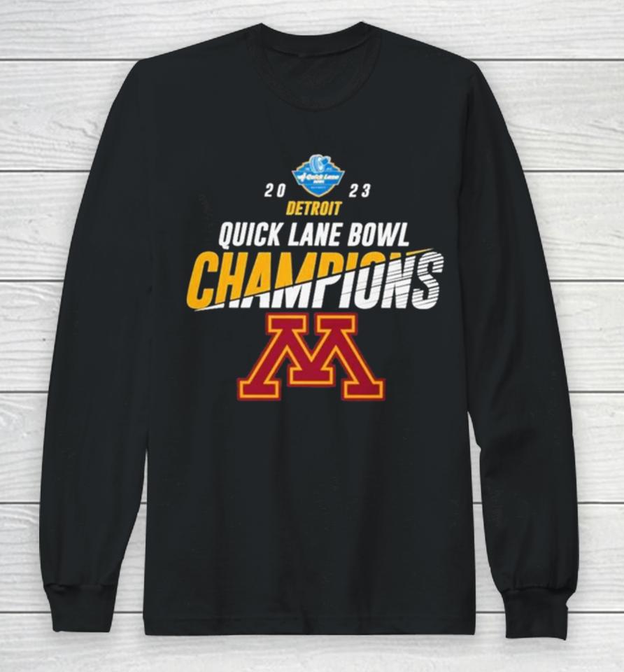 Minnesota Golden Gophers 2023 Quick Lane Bowl Champions Logo Long Sleeve T-Shirt