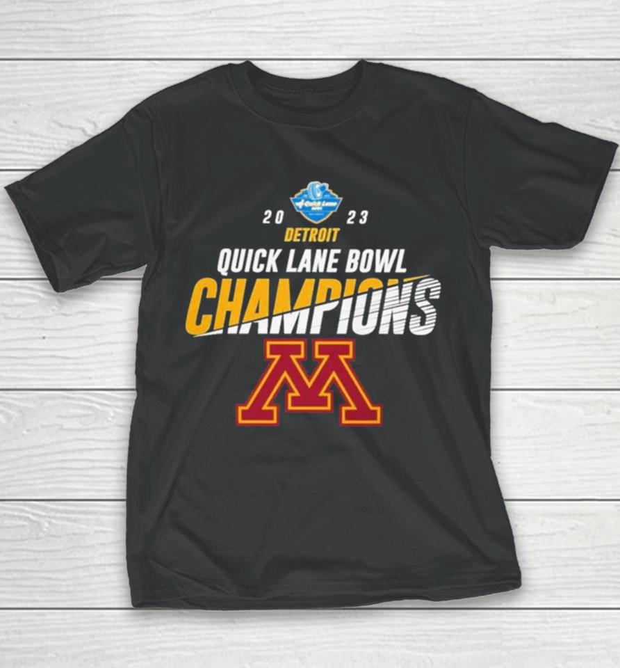 Minnesota Golden Gophers 2023 Quick Lane Bowl Champions Logo Youth T-Shirt