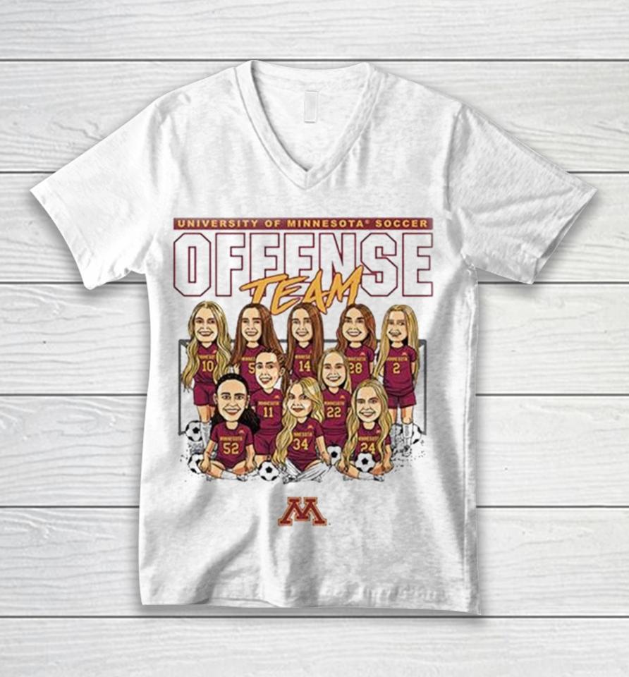 Minnesota Golden Gophers 2024 Ncaa Women’s Soccer Offense Team Caricature Unisex V-Neck T-Shirt
