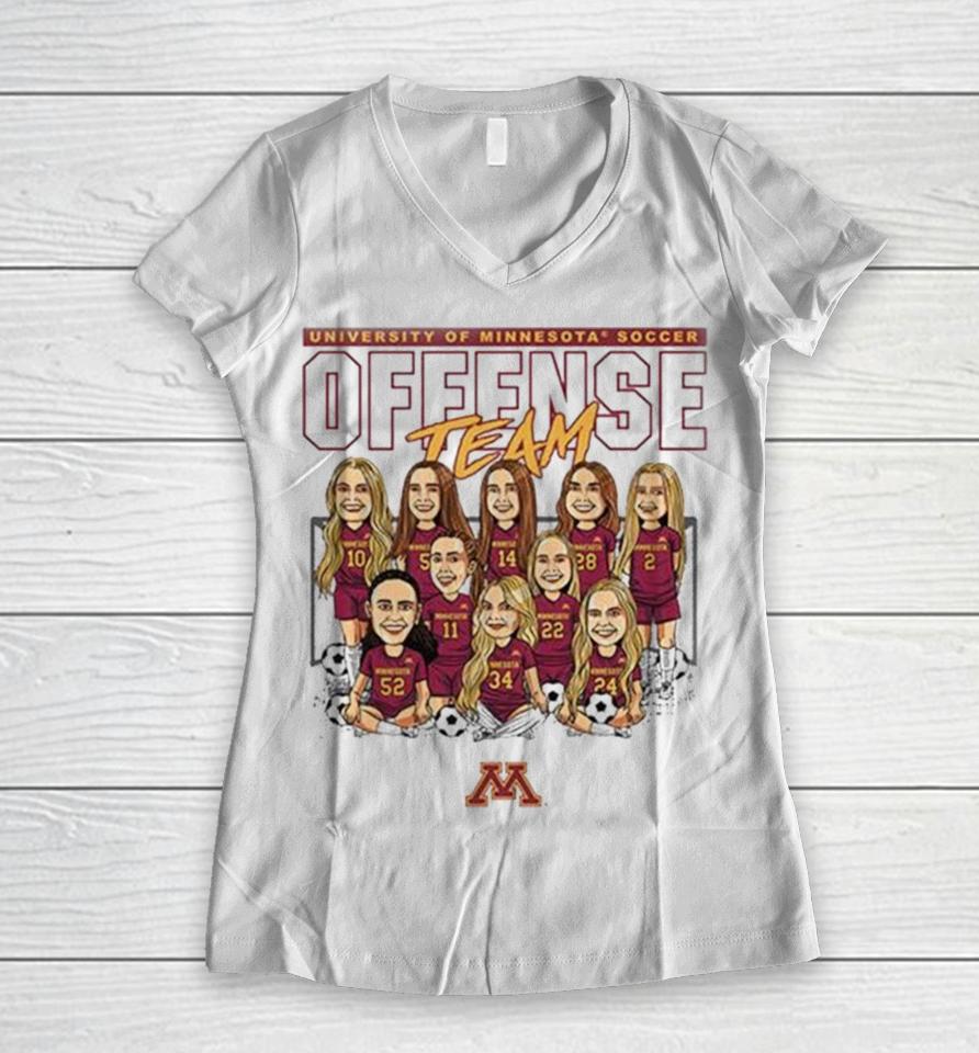 Minnesota Golden Gophers 2024 Ncaa Women’s Soccer Offense Team Caricature Women V-Neck T-Shirt