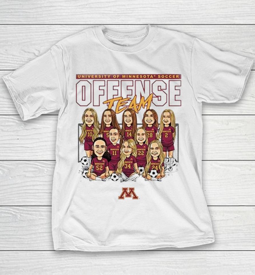 Minnesota Golden Gophers 2024 Ncaa Women’s Soccer Offense Team Caricature Youth T-Shirt