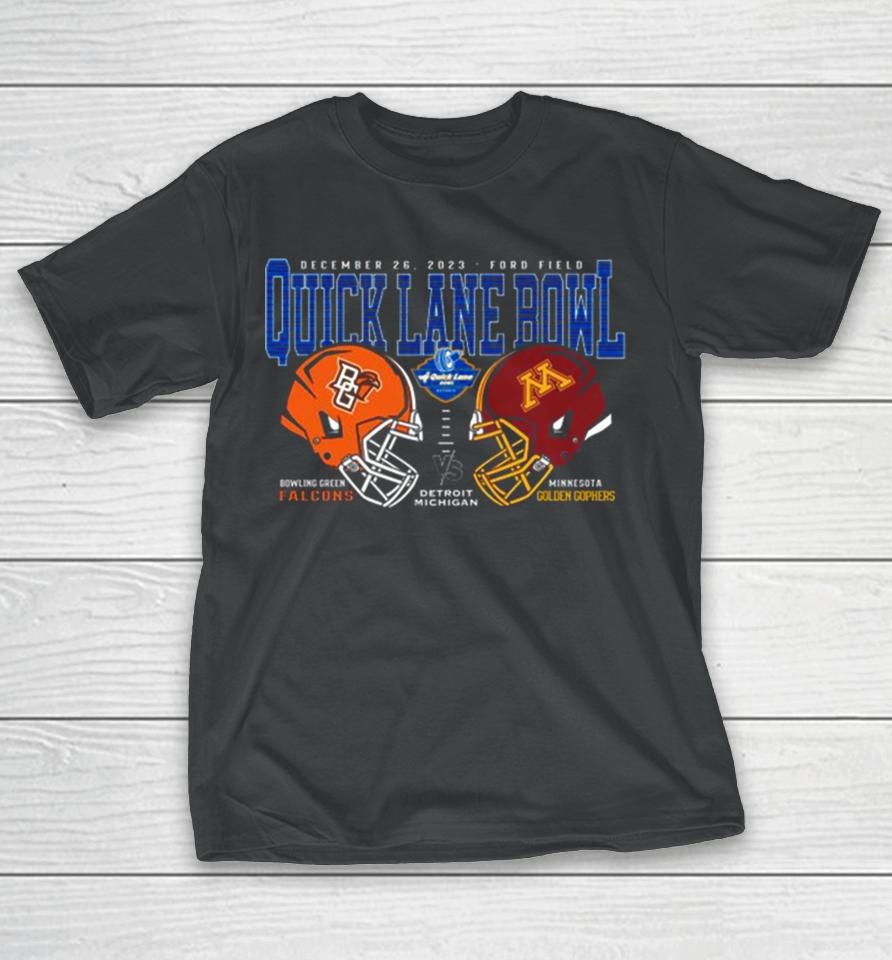Minnesota Golden Gophers Vs Bowling Green Falcons 2023 Quick Lane Bowl Helmet T-Shirt