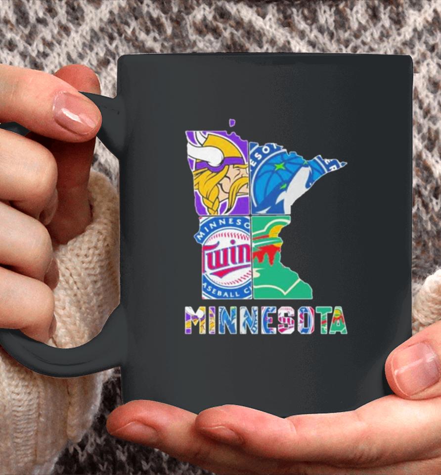 Minnesota Sports Team Logo Map Coffee Mug