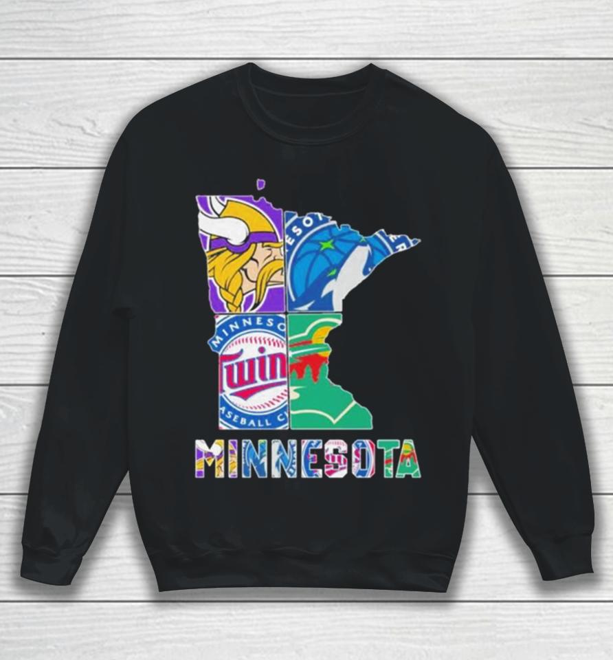 Minnesota Sports Team Logo Map Sweatshirt