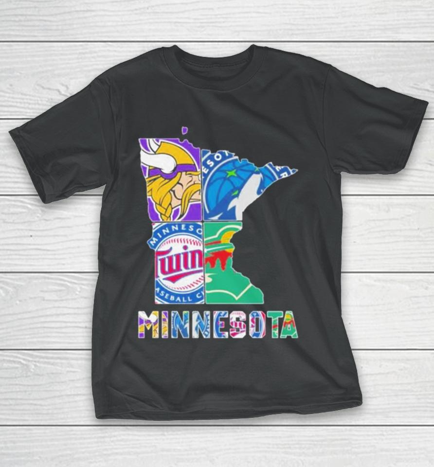 Minnesota Sports Team Logo Map T-Shirt