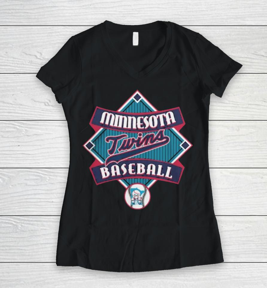 Minnesota Twins Fanatics Branded Navy Cooperstown Collection Field Play Women V-Neck T-Shirt