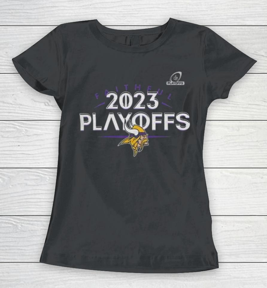 Minnesota Vikings 2023 Nfl Playoffs Faithful Women T-Shirt