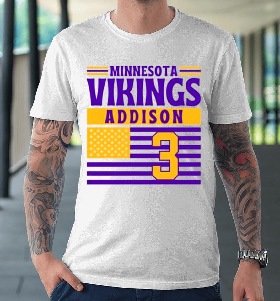 Minnesota Vikings Addison 3 American Flag Football Premium T-Shirt