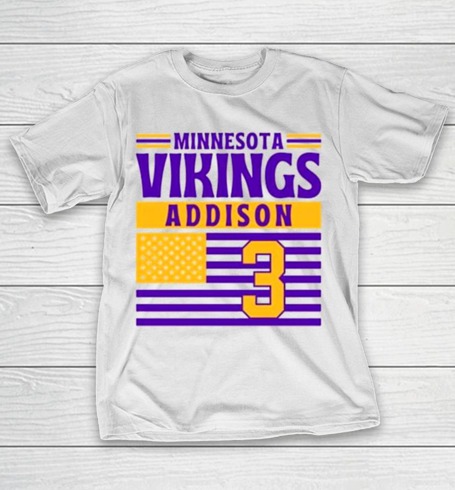 Minnesota Vikings Addison 3 American Flag Football T-Shirt