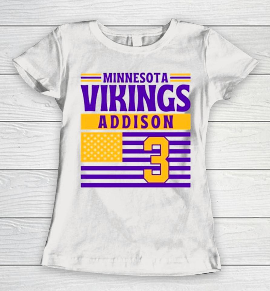 Minnesota Vikings Addison 3 American Flag Football Women T-Shirt