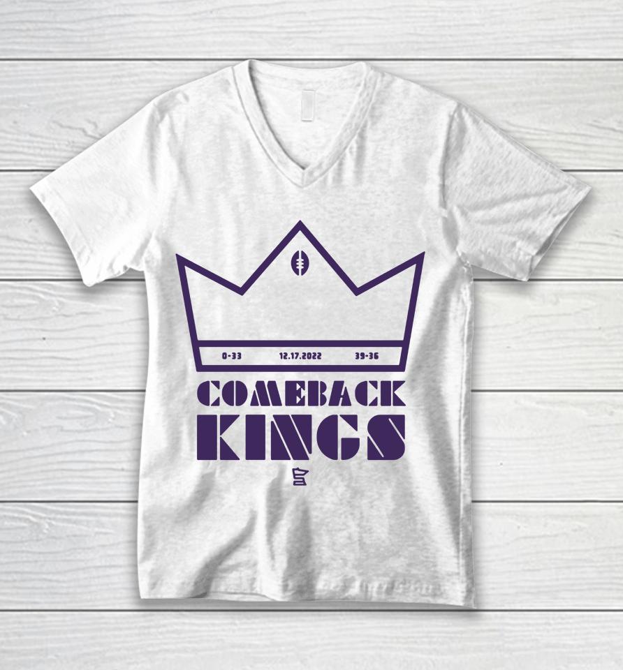 Minnesota Vikings Comeback Kings White Unisex V-Neck T-Shirt