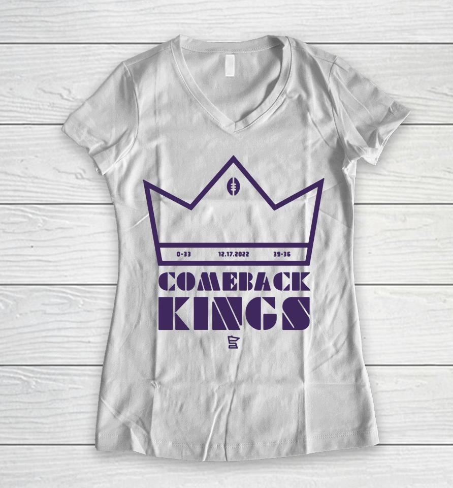 Minnesota Vikings Comeback Kings White Women V-Neck T-Shirt