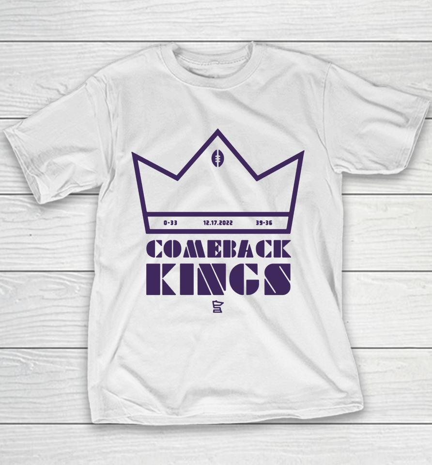 Minnesota Vikings Comeback Kings White Youth T-Shirt