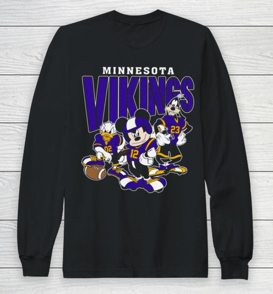 Minnesota Vikings Football Mickey Donald Duck And Goofy Football Team Vintage Long Sleeve T-Shirt