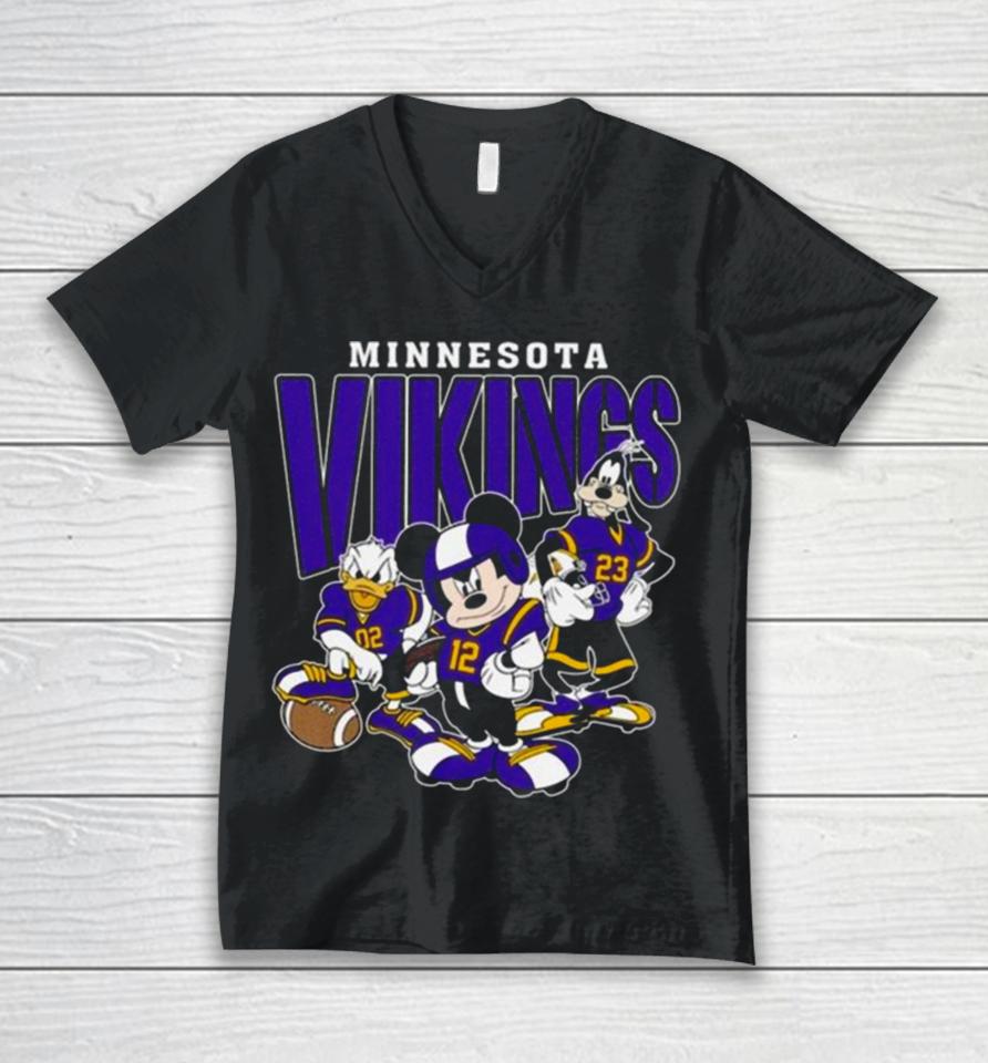 Minnesota Vikings Football Mickey Donald Duck And Goofy Football Team Vintage Unisex V-Neck T-Shirt