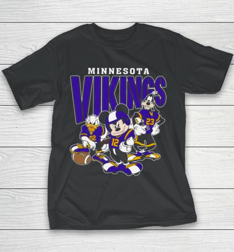 Minnesota Vikings Football Mickey Donald Duck And Goofy Football Team Vintage Youth T-Shirt