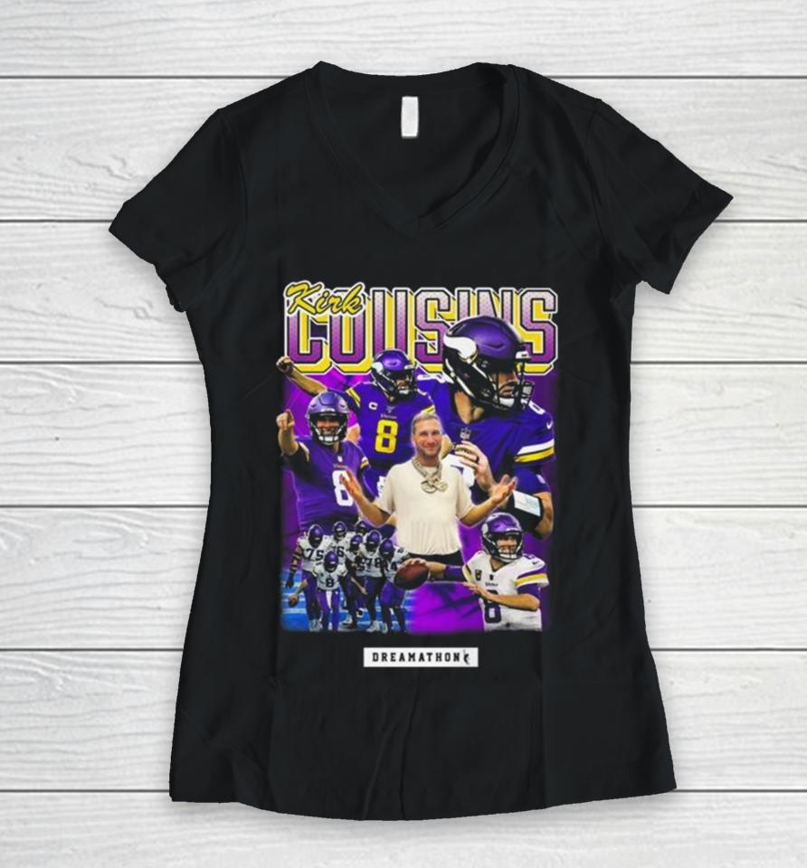 Minnesota Vikings Kirk Cousins Dreamathon Women V-Neck T-Shirt