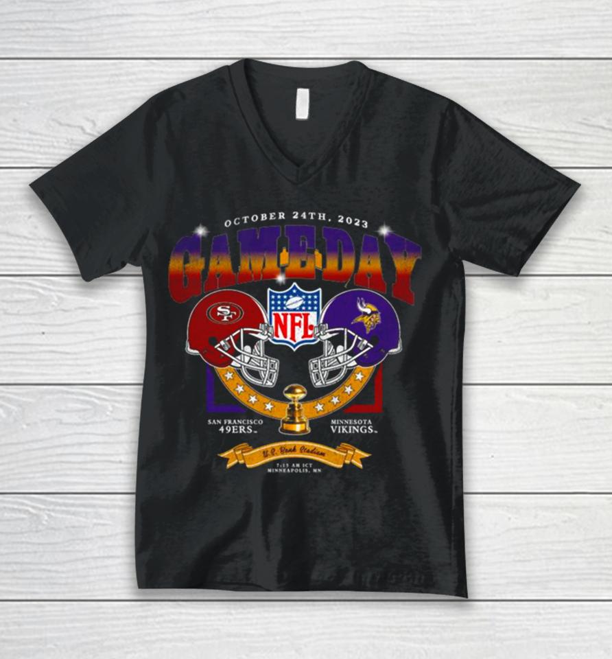 Minnesota Vikings Vs San Francisco 49Ers 2023 Nfl Season Gameday Unisex V-Neck T-Shirt