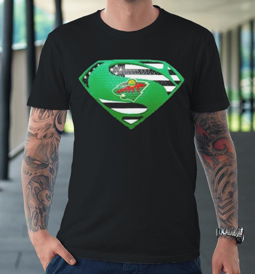 Minnesota Wild Usa Flag Inside Superman Premium T-Shirt