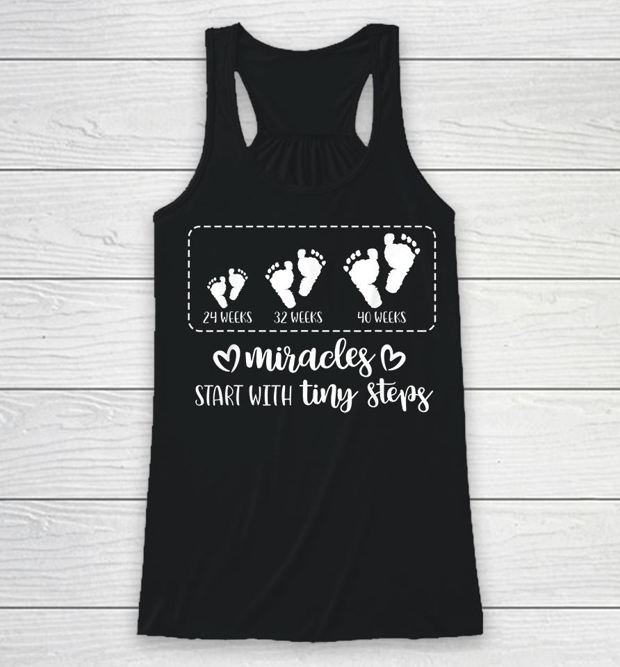 Miracles Start With Tiny Steps Baby Feet Racerback Tank