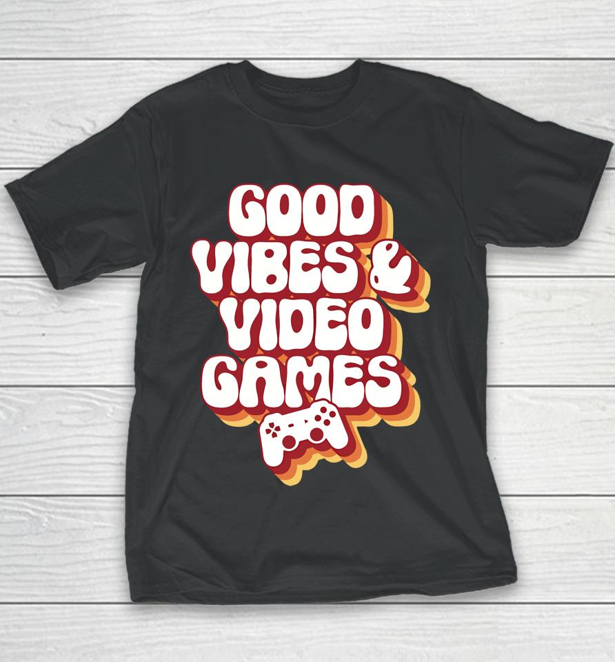 Mirandalorian Merch Good Vibes &Amp; Video Games Retro Youth T-Shirt