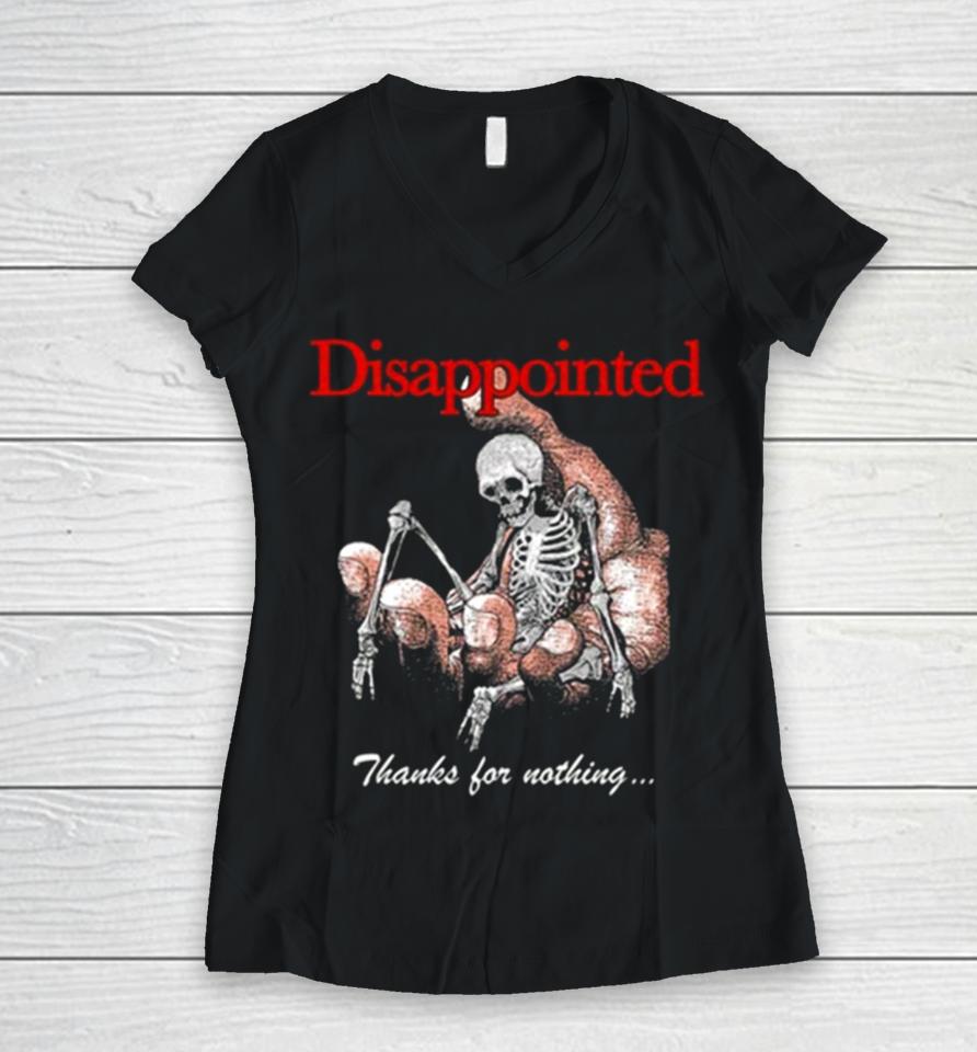 Misery Worldwide Misery Worldwide Disappointed Thanks For Nothing Jumbo Print Women V-Neck T-Shirt