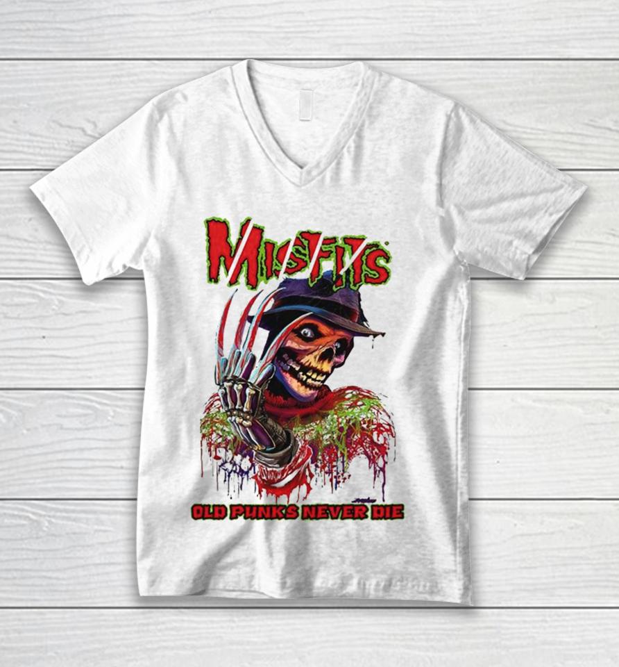 Misfits Old Punks Never Die Skeleton Unisex V-Neck T-Shirt