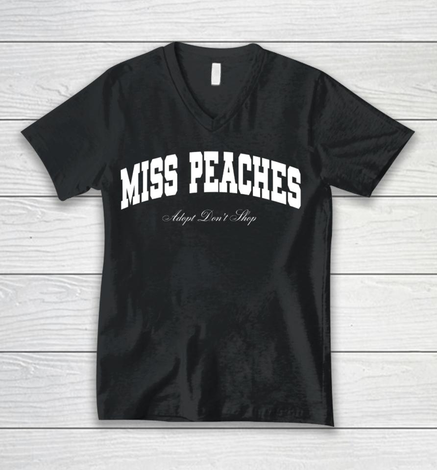 Miss Peaches Merch Miss Peaches Adopt Don't Shop Unisex V-Neck T-Shirt