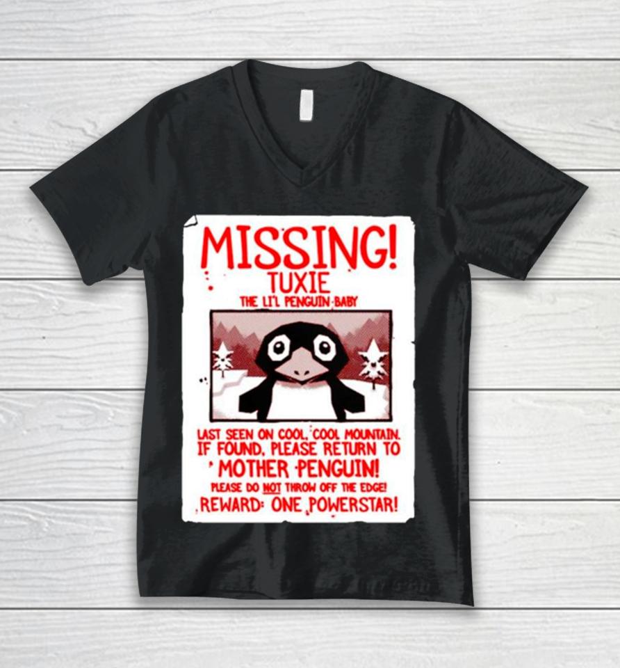 Missing Tuxie The Li’l Penguin Baby Unisex V-Neck T-Shirt