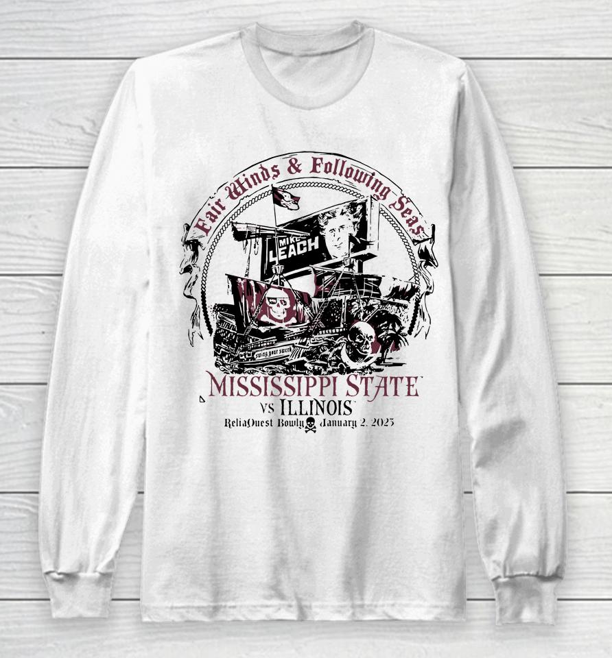 Mississippi State 2023 Reliaquest Bowl Leach Pirate Ship Long Sleeve T-Shirt