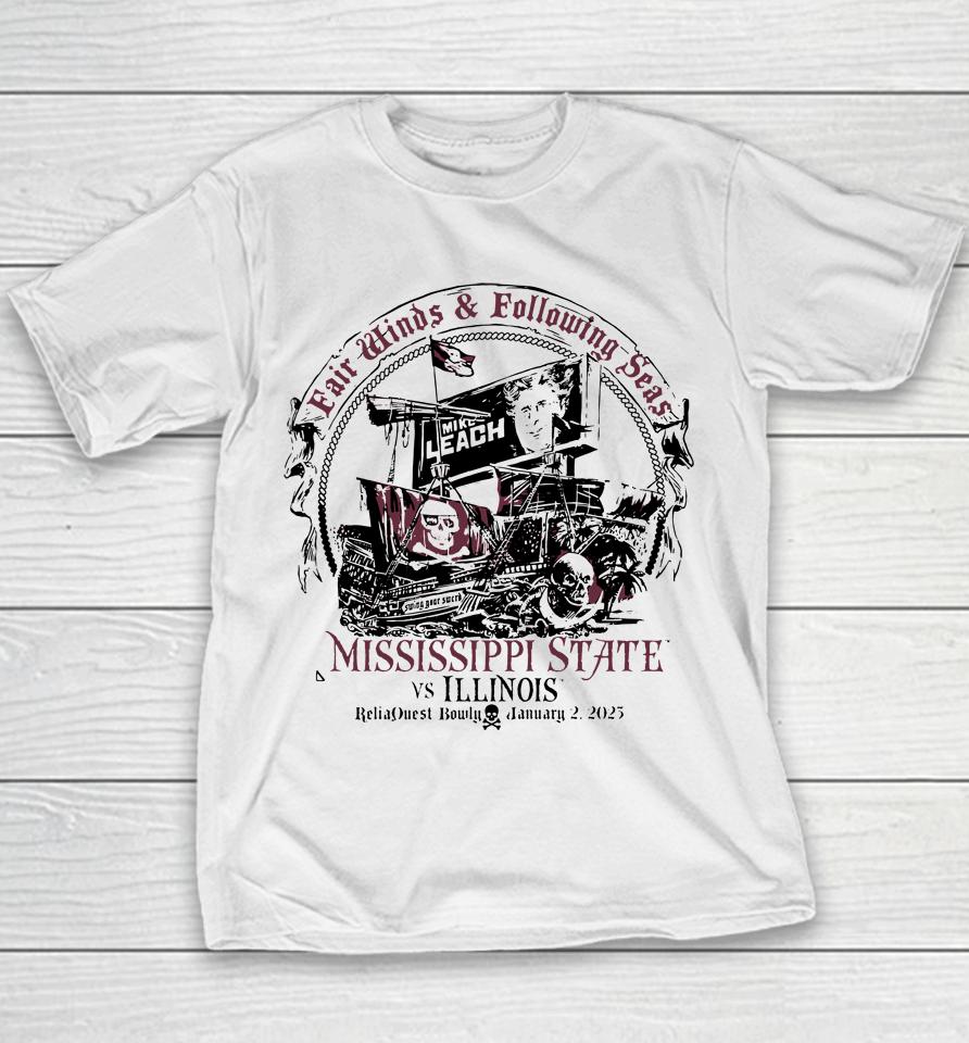 Mississippi State 2023 Reliaquest Bowl Leach Pirate Ship Youth T-Shirt