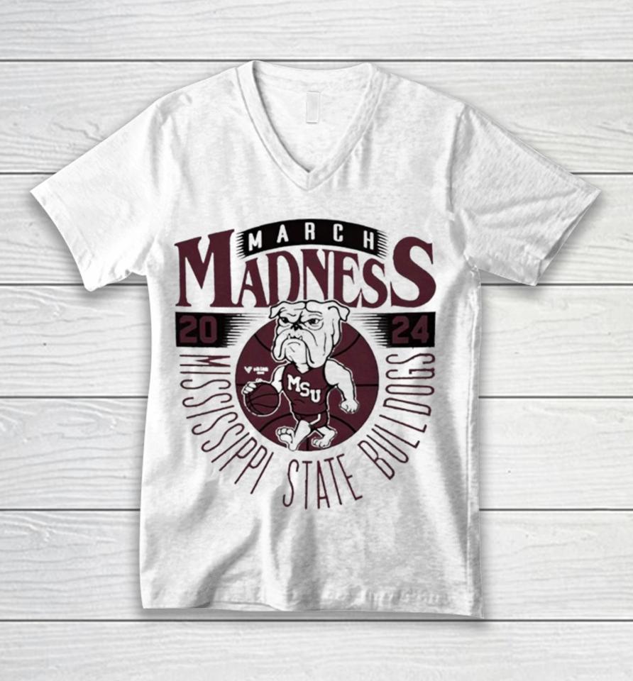 Mississippi State Bulldogs 2024 March Madness Mascot Unisex V-Neck T-Shirt