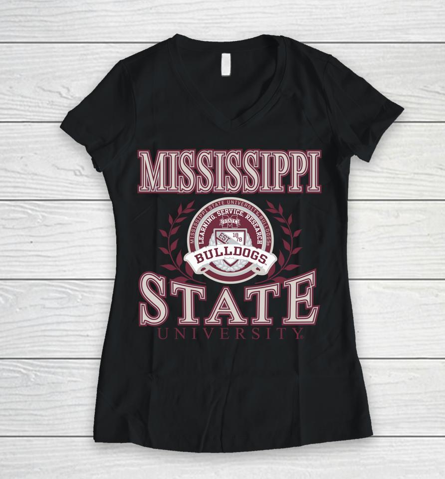 Mississippi State Bulldogs Laurels Women V-Neck T-Shirt