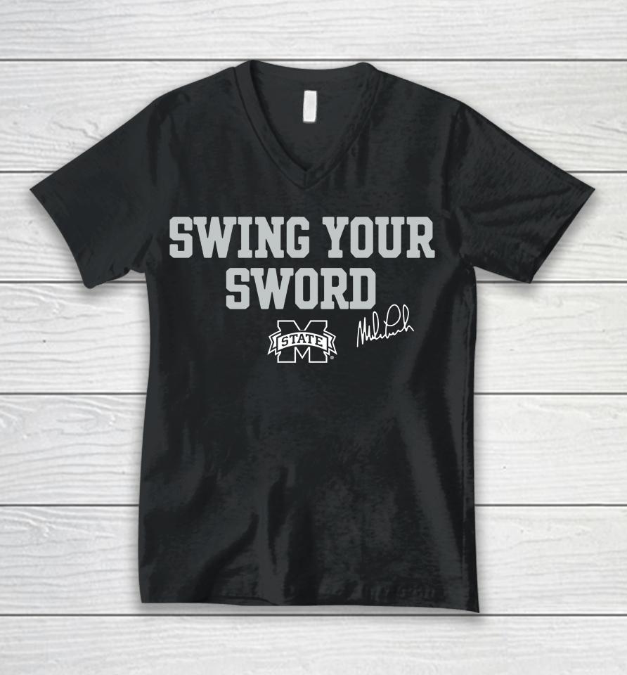 Mississippi State Bulldogs Swing Your Sword Unisex V-Neck T-Shirt