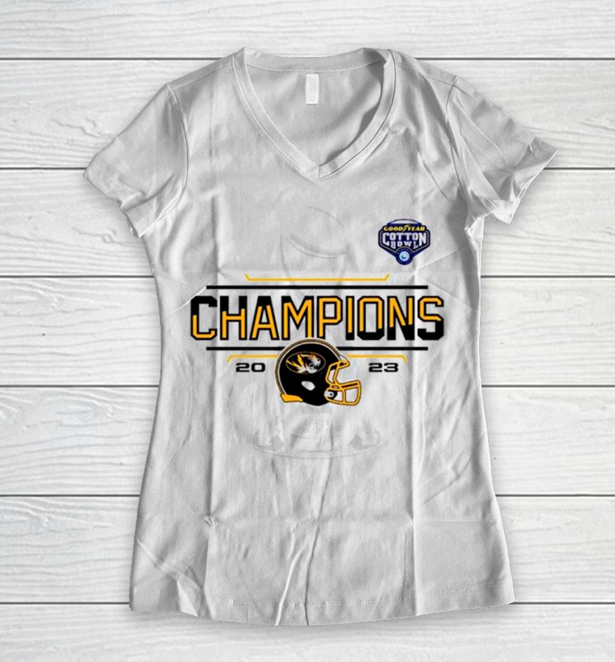 Missouri Tigers 2023 Cotton Bowl Champions Locker Room Women V-Neck T-Shirt
