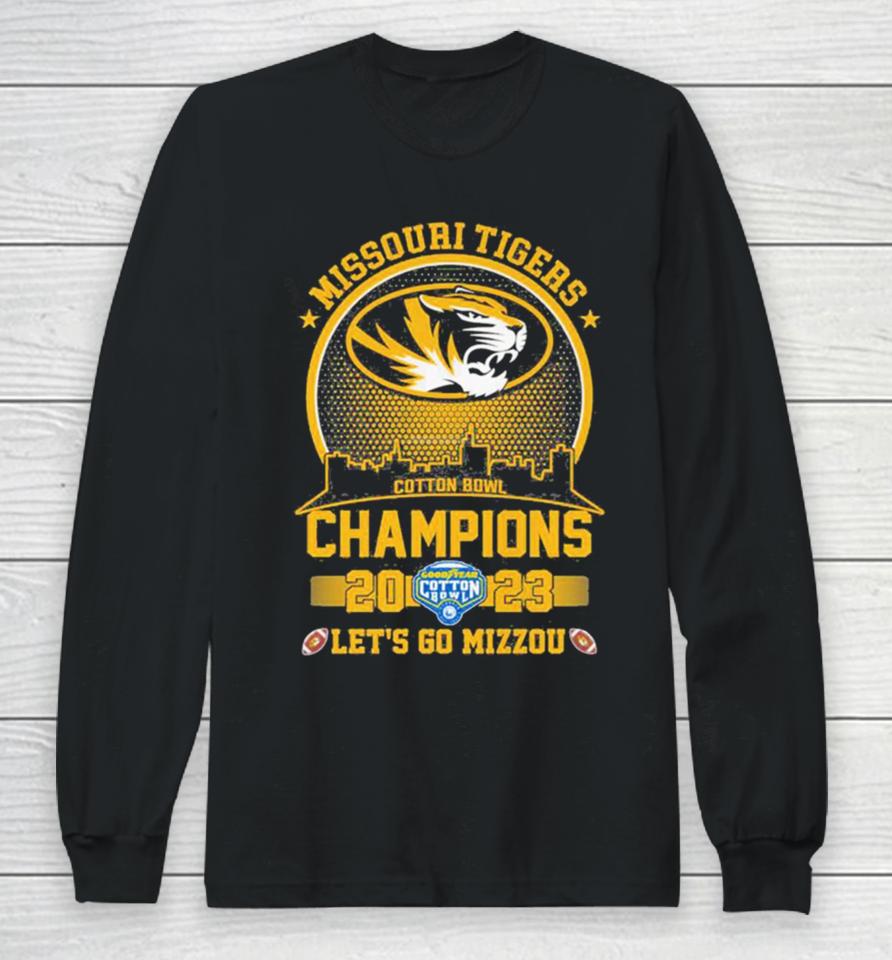 Missouri Tigers 2023 Cotton Bowl Champions Skyline Let’s Go Mizzou Long Sleeve T-Shirt