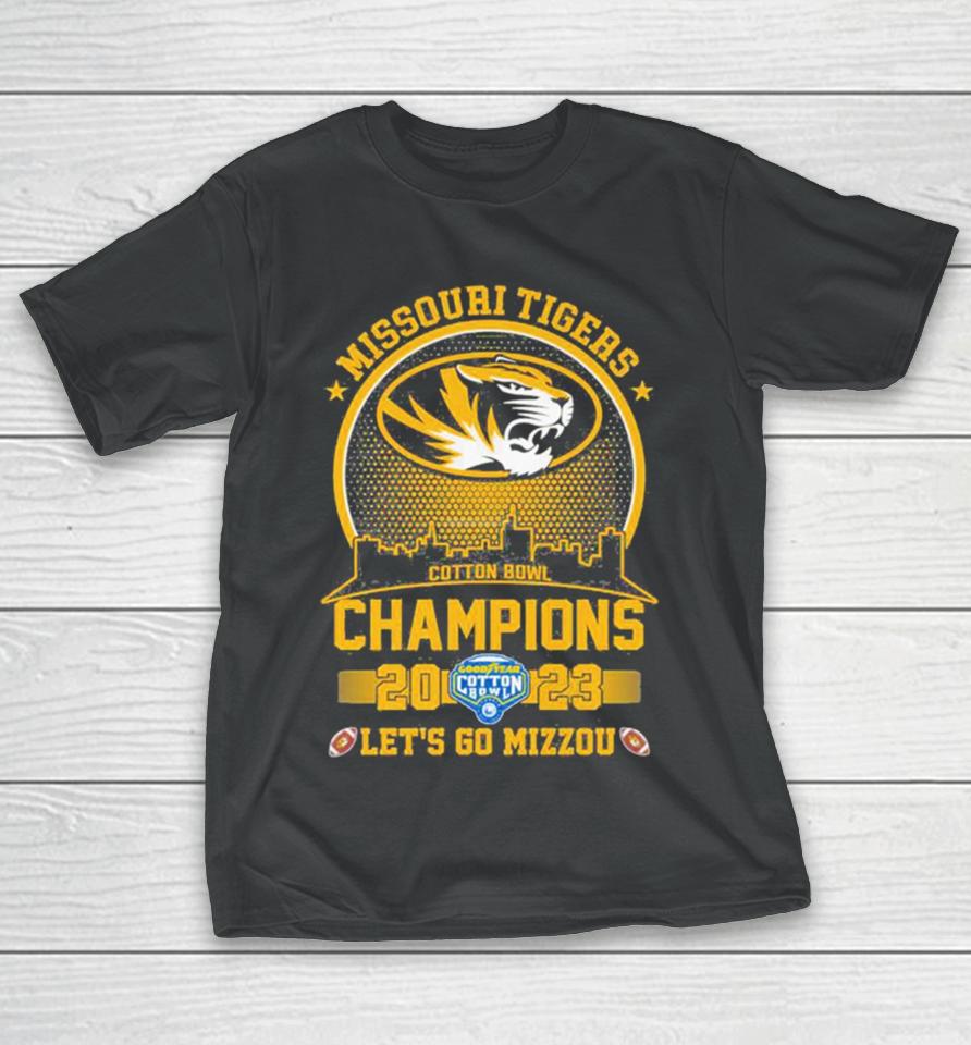 Missouri Tigers 2023 Cotton Bowl Champions Skyline Let’s Go Mizzou T-Shirt