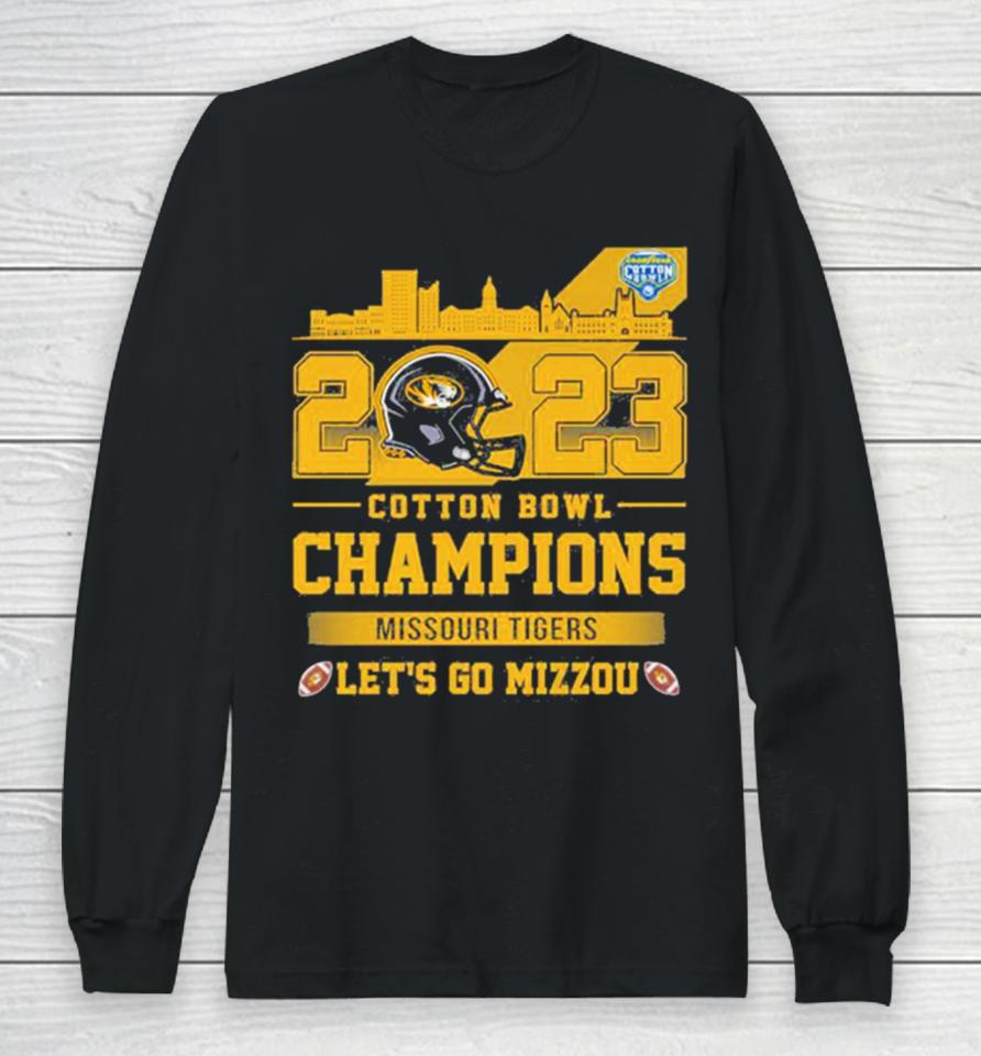 Missouri Tigers Football 2023 Cotton Bowl Champions Let’s Go Mizzou Helmet Long Sleeve T-Shirt