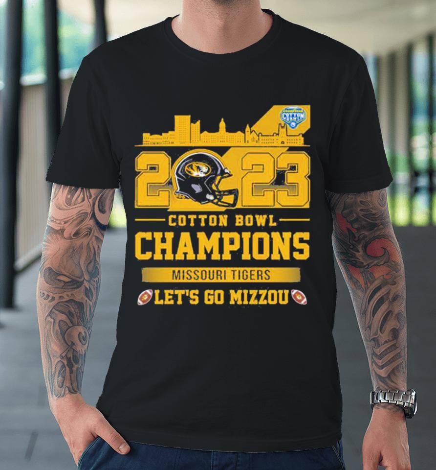 Missouri Tigers Football 2023 Cotton Bowl Champions Let’s Go Mizzou Helmet Premium T-Shirt