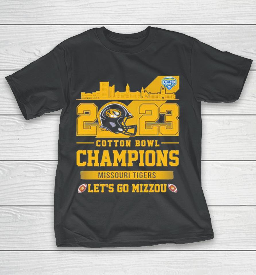 Missouri Tigers Football 2023 Cotton Bowl Champions Let’s Go Mizzou Helmet T-Shirt