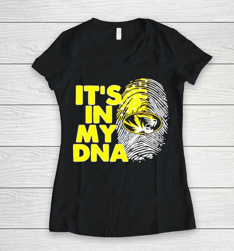 Missouri Tigers It’s In My Dna Fingerprint Women V-Neck T-Shirt
