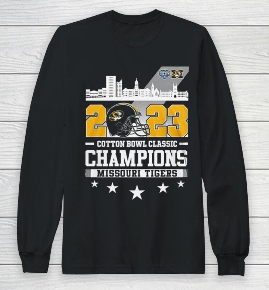 Missouri Tigers Skyline 2023 Cotton Bowl Classic Champions Long Sleeve T-Shirt
