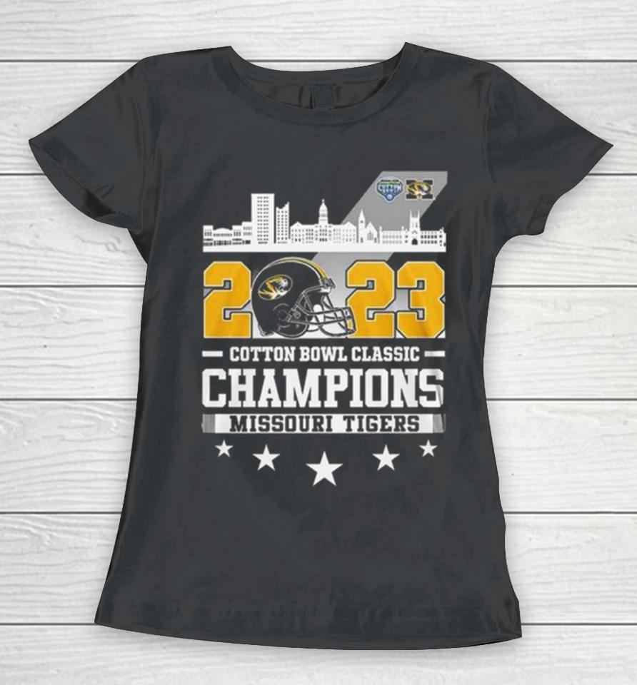 Missouri Tigers Skyline 2023 Cotton Bowl Classic Champions Women T-Shirt